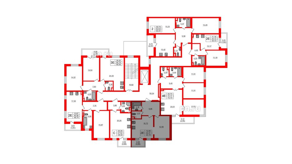 Квартира в ЖК Новая история, 1 комнатная, 48.79 м², 2 этаж