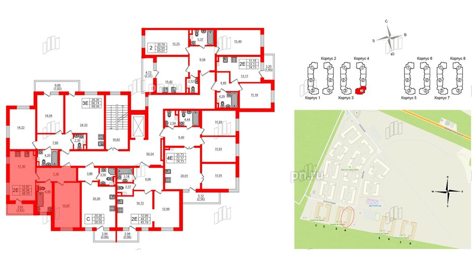 Квартира в ЖК Новая история, 1 комнатная, 48.79 м², 3 этаж