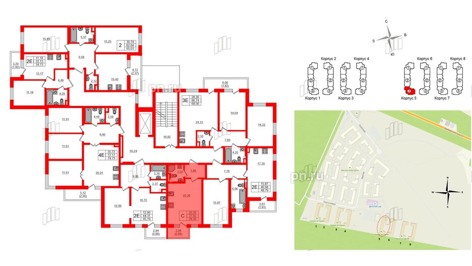 Квартира в ЖК Новая история, студия, 28.5 м², 2 этаж