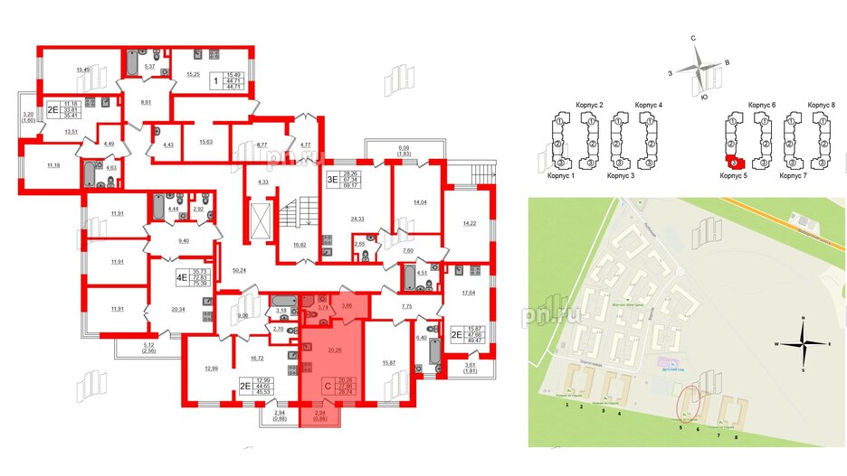 Квартира в ЖК Новая история, студия, 28.74 м², 1 этаж