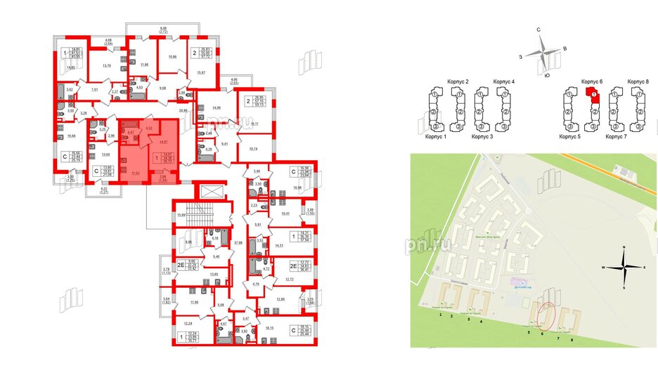 Квартира в ЖК Новая история, 1 комнатная, 35.72 м², 2 этаж