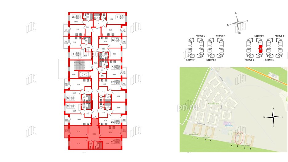 Квартира в ЖК Новая история, 3 комнатная, 85.44 м², 2 этаж