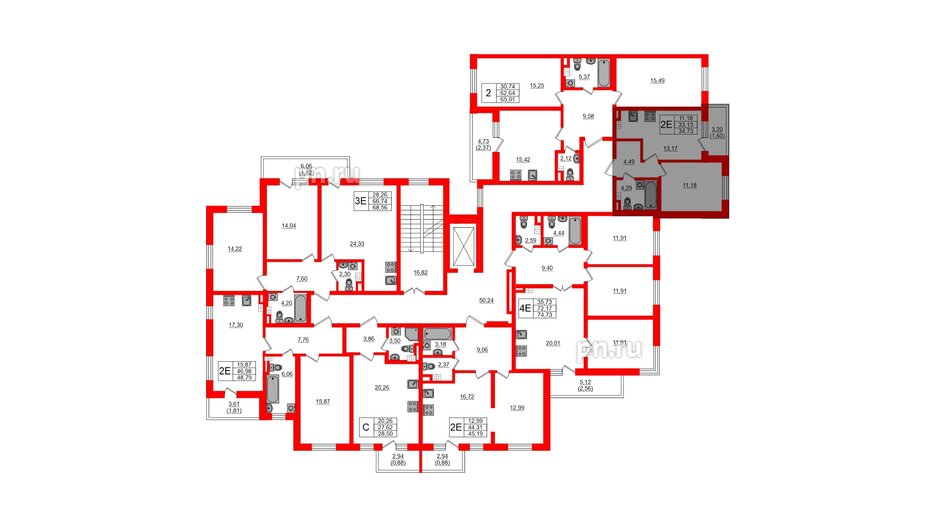 Квартира в ЖК Новая история, 2 комнатная, 65.01 м², 3 этаж