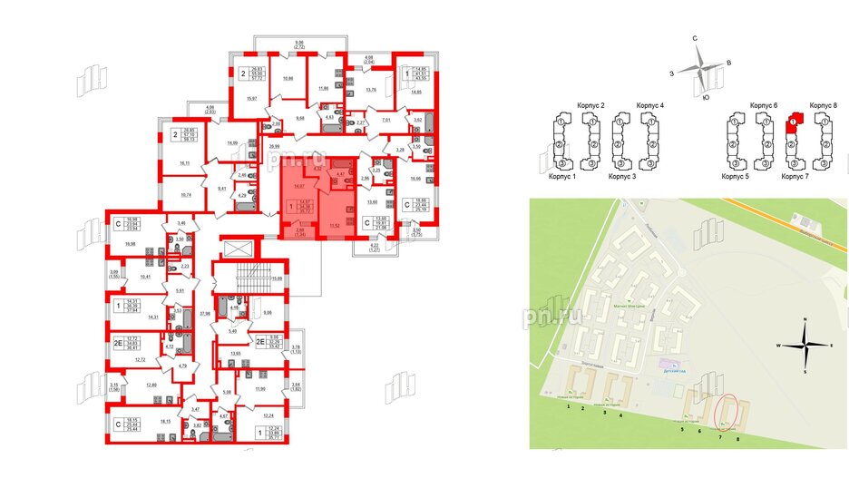 Квартира в ЖК «Новая история», 1 комнатная, 35.72 м², 2 этаж