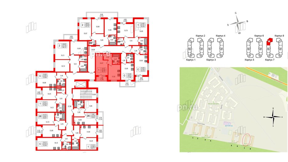 Квартира в ЖК Новая история, 1 комнатная, 35.72 м², 3 этаж