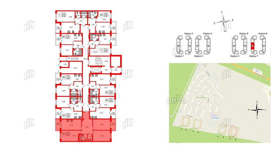 Квартира в ЖК «Новая история», 3 комнатная, 86.12 м², 1 этаж