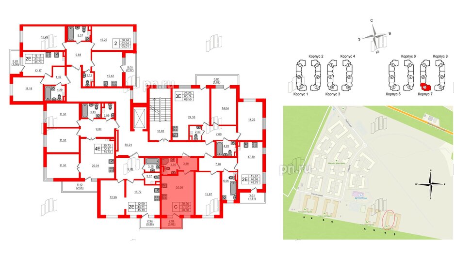 Квартира в ЖК Новая история, студия, 28.5 м², 3 этаж