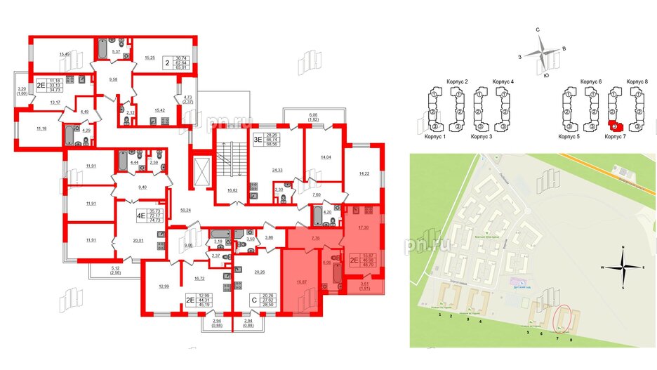 Квартира в ЖК Новая история, 1 комнатная, 48.79 м², 2 этаж