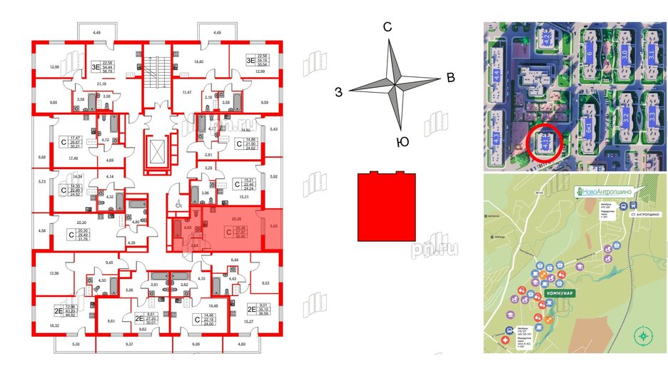 Квартира в ЖК Новоантропшино, студия, 30.4 м², 5 этаж