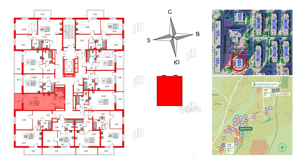 Квартира в ЖК Новоантропшино, студия, 31.78 м², 7 этаж