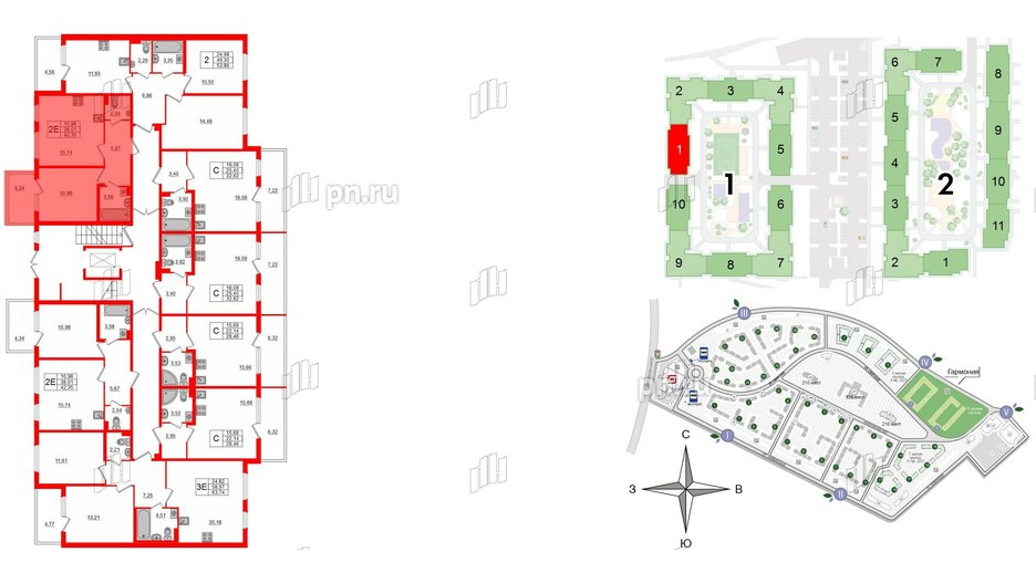 Квартира в ЖК «Новое Сертолово», 1 комнатная, 38.01 м², 1 этаж