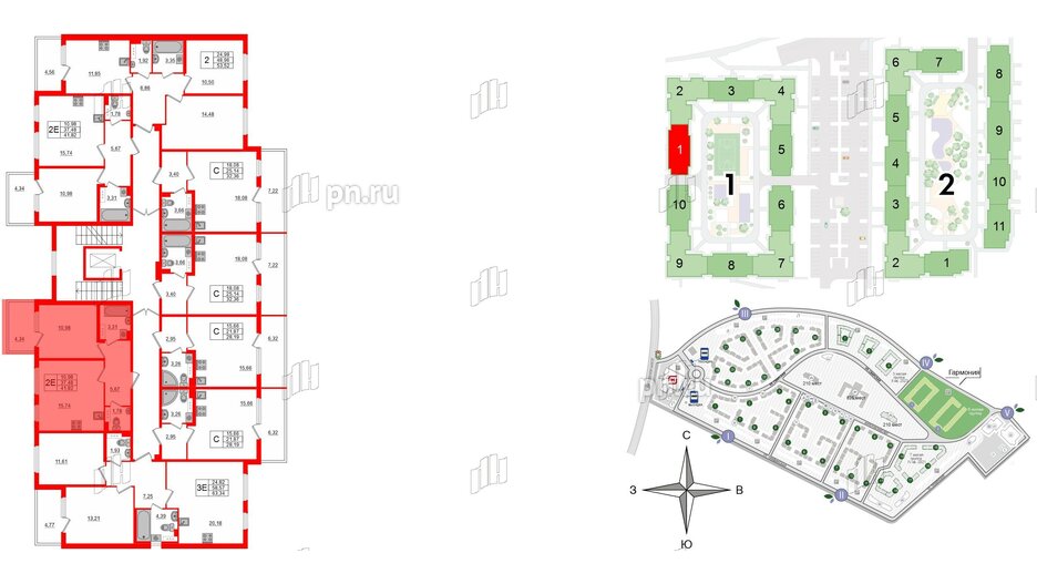 Квартира в ЖК «Новое Сертолово», 1 комнатная, 37.48 м², 2 этаж