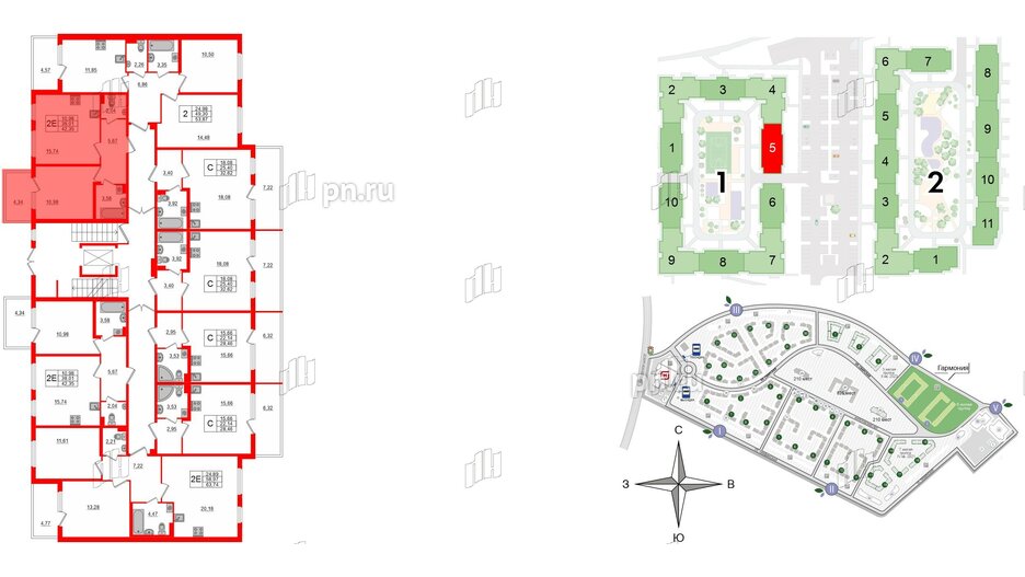 Квартира в ЖК «Новое Сертолово», 1 комнатная, 38.01 м², 1 этаж