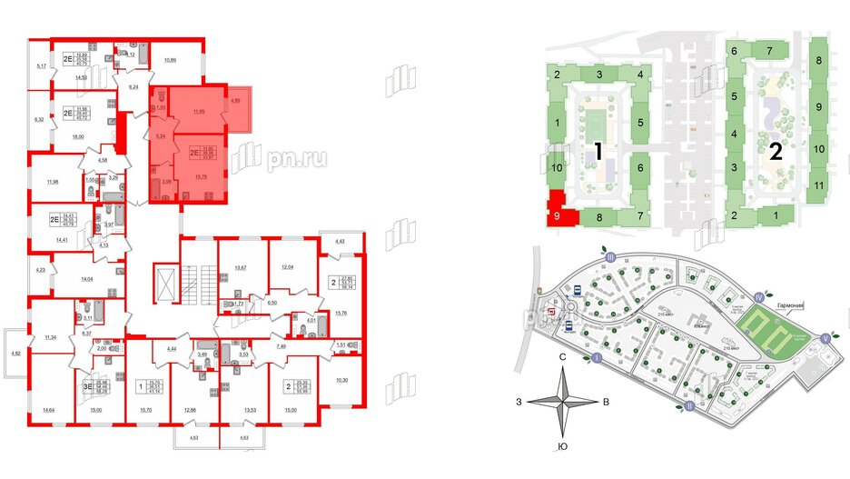 Квартира в ЖК «Новое Сертолово», 1 комнатная, 38.98 м², 2 этаж