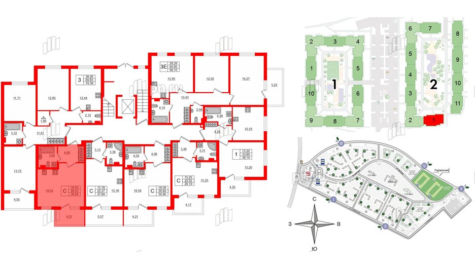 Квартира в ЖК «Новое Сертолово», студия, 26.43 м², 1 этаж