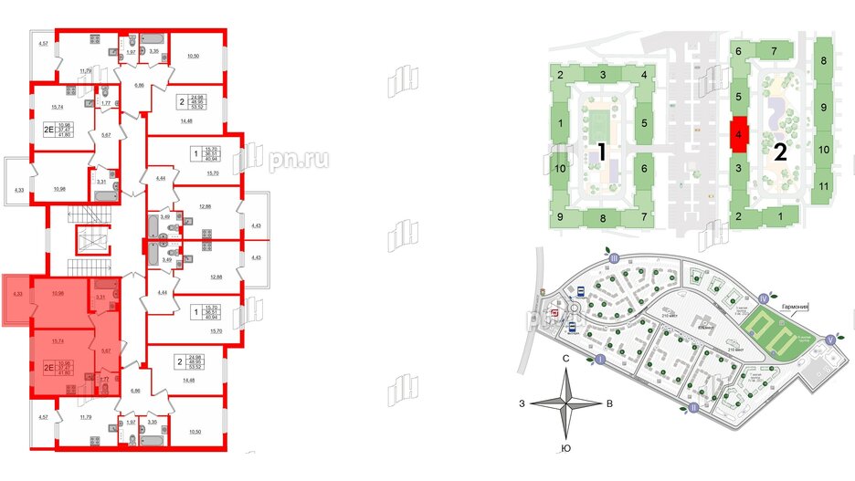 Квартира в ЖК «Новое Сертолово», 1 комнатная, 37.47 м², 2 этаж