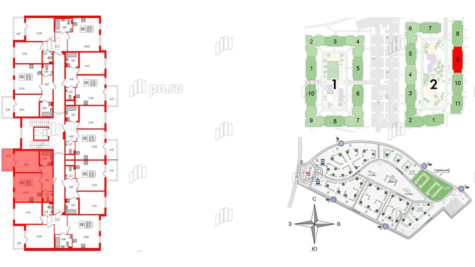 Квартира в ЖК «Новое Сертолово», 1 комнатная, 38 м², 2 этаж