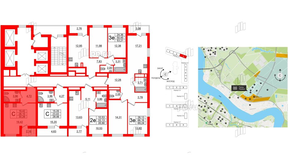 Квартира в ЖК ЦДС Новосаратовка «Город первых», студия, 28.1 м², 22 этаж