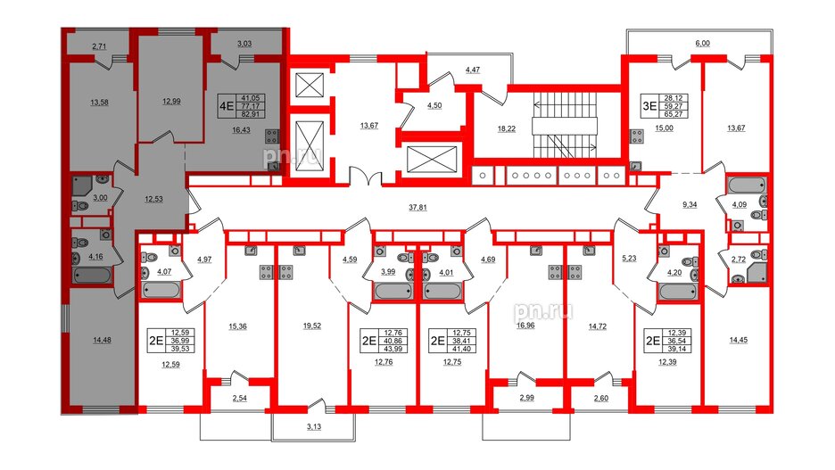 Квартира в ЖК ЦДС Новосаратовка «Город первых», 3 комнатная, 82.91 м², 18 этаж