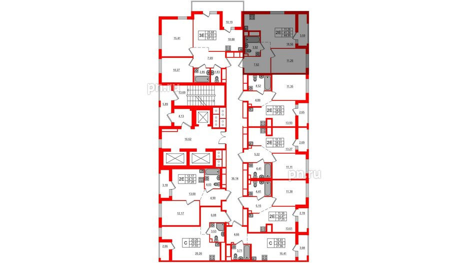 Квартира в ЖК ЦДС Новосаратовка «Город первых», 1 комнатная, 44.95 м², 16 этаж