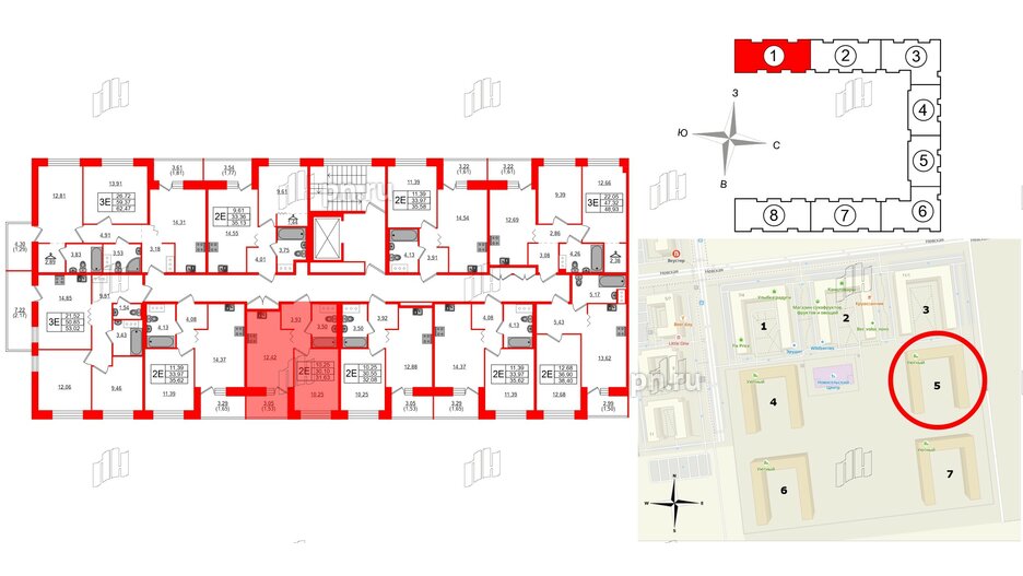 Квартира в ЖК Квартал Уютный, 1 комнатная, 31.63 м², 8 этаж