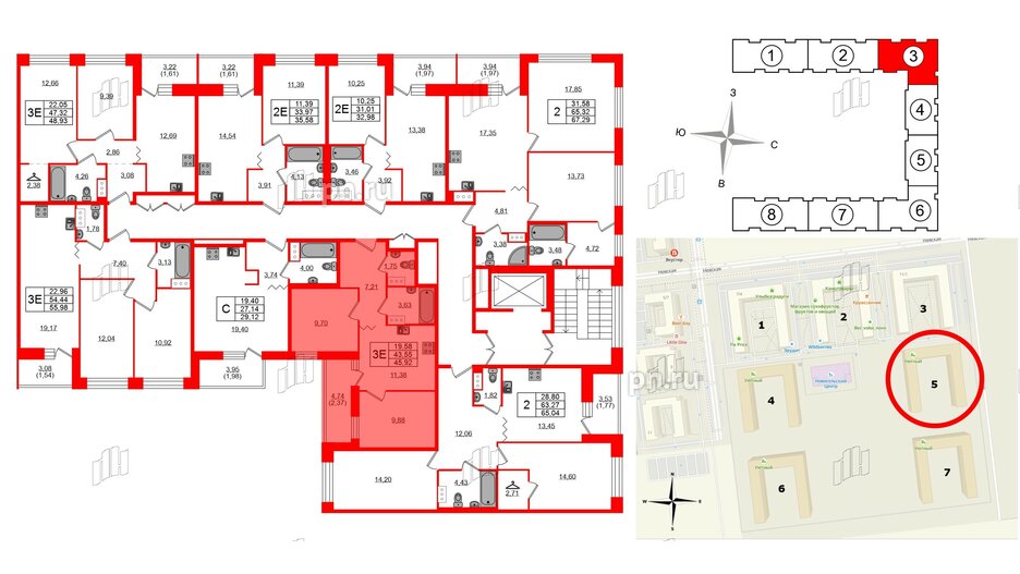 Квартира в ЖК Квартал Уютный, 2 комнатная, 45.92 м², 5 этаж