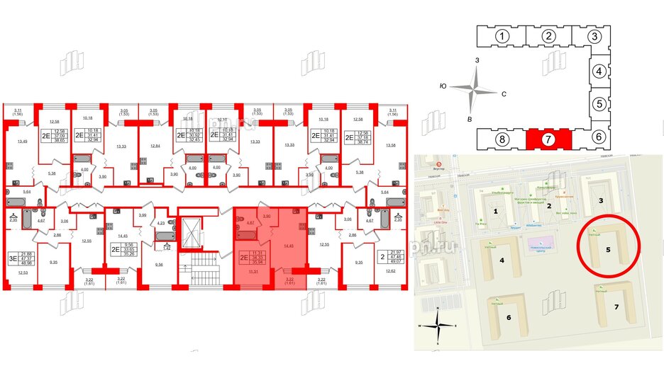 Квартира в ЖК Квартал Уютный, 1 комнатная, 35.94 м², 2 этаж