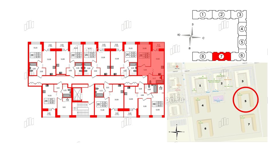 Квартира в ЖК Квартал Уютный, 1 комнатная, 38.46 м², 9 этаж