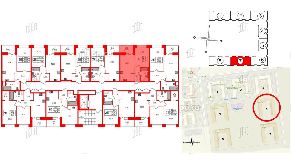 Квартира в ЖК Квартал Уютный, 1 комнатная, 32.58 м², 6 этаж