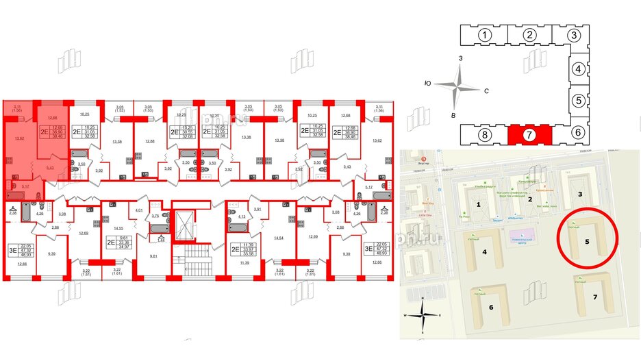 Квартира в ЖК Квартал Уютный, 1 комнатная, 38.46 м², 8 этаж