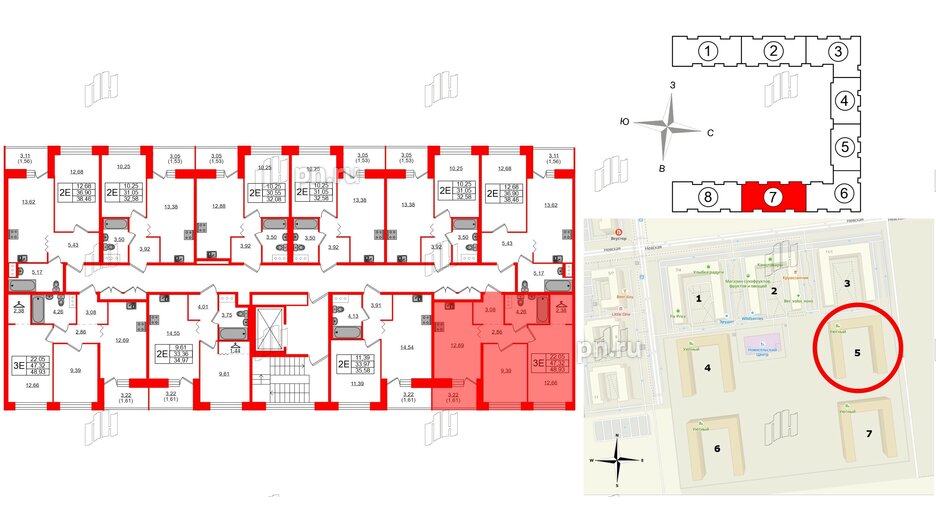 Квартира в ЖК Квартал Уютный, 2 комнатная, 48.93 м², 4 этаж