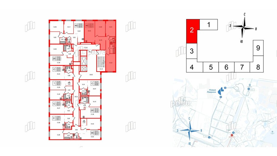 Квартира в ЖК Новые Лаврики, 3 комнатная, 81.21 м², 2 этаж