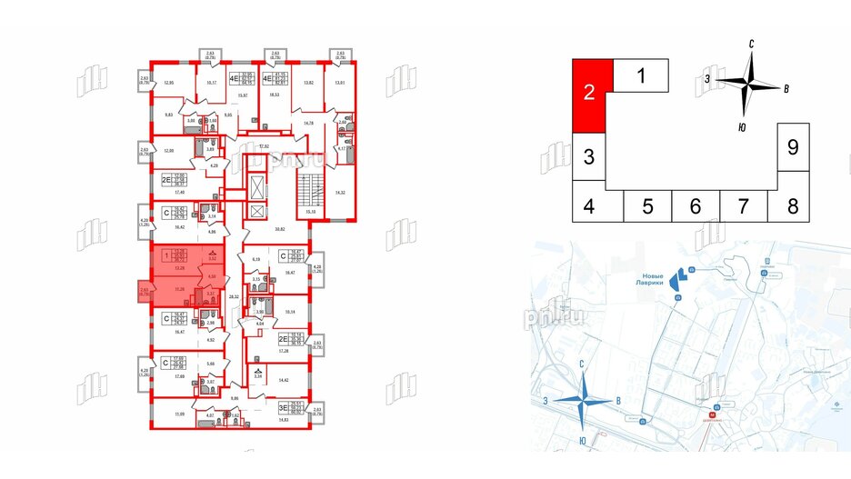 Квартира в ЖК Новые Лаврики, 1 комнатная, 36.72 м², 3 этаж