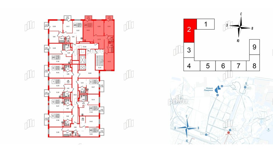 Квартира в ЖК Новые Лаврики, 3 комнатная, 82.81 м², 3 этаж