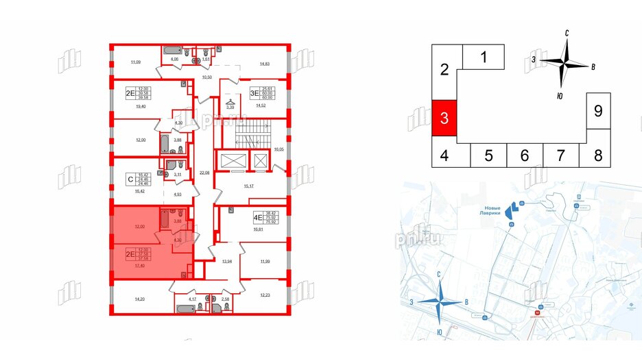 Квартира в ЖК Новые Лаврики, 1 комнатная, 37.58 м², 2 этаж