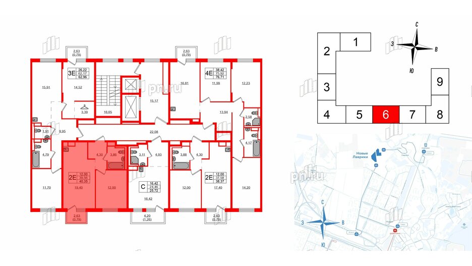 Квартира в ЖК Новые Лаврики, 1 комнатная, 40.35 м², 3 этаж