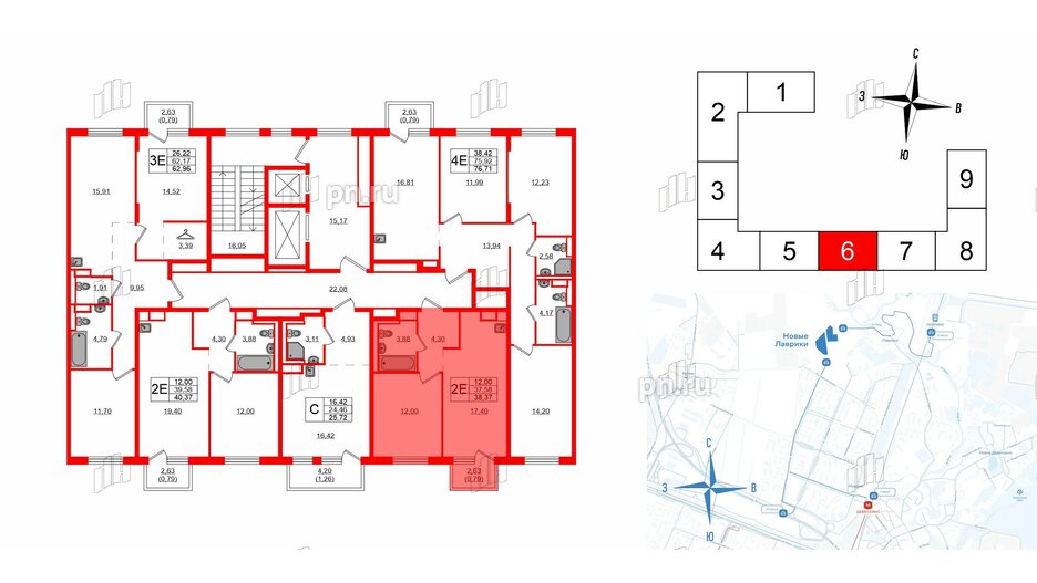 Квартира в ЖК Новые Лаврики, 1 комнатная, 38.37 м², 8 этаж