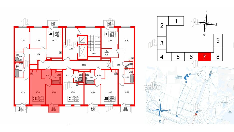 Квартира в ЖК Новые Лаврики, 1 комнатная, 38.37 м², 11 этаж