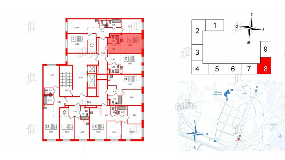 Квартира в ЖК Новые Лаврики, студия, 22.6 м², 10 этаж