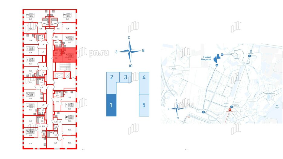 Квартира в ЖК Новые Лаврики, студия, 20.85 м², 5 этаж