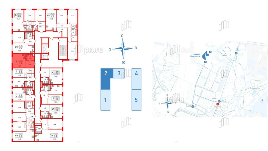 Квартира в ЖК Новые Лаврики, студия, 22.58 м², 4 этаж