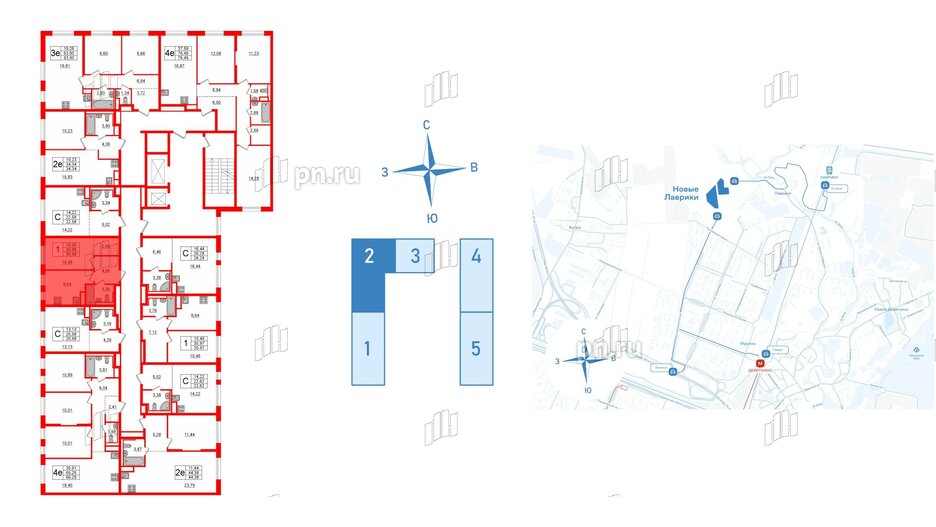 Квартира в ЖК Новые Лаврики, 1 комнатная, 30.98 м², 5 этаж