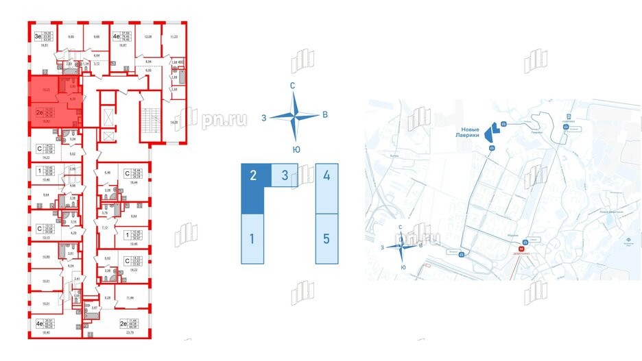 Квартира в ЖК Новые Лаврики, 1 комнатная, 34.34 м², 3 этаж