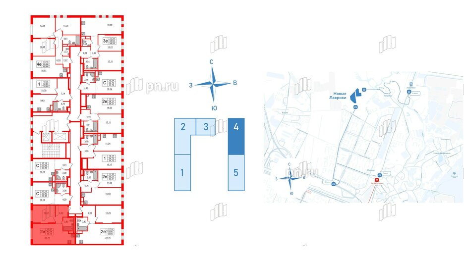 Квартира в ЖК Новые Лаврики, 1 комнатная, 40.14 м², 3 этаж