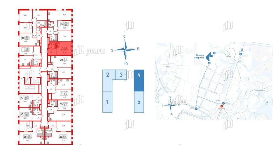 Квартира в ЖК Новые Лаврики, студия, 22.79 м², 5 этаж