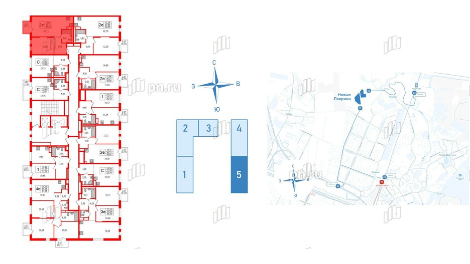 Квартира в ЖК Новые Лаврики, 1 комнатная, 40.84 м², 9 этаж