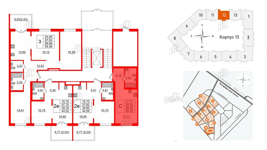 Квартира в ЖК Образцовый квартал, студия, 28.3 м², 1 этаж