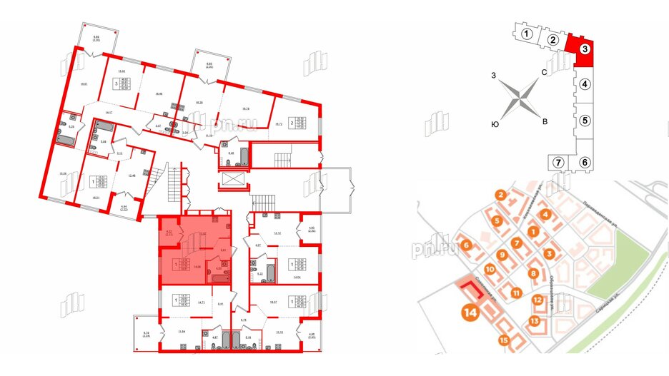 Квартира в ЖК Образцовый квартал, 1 комнатная, 35.39 м², 1 этаж