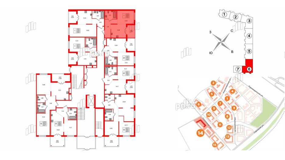 Квартира в ЖК Образцовый квартал, 1 комнатная, 36.06 м², 1 этаж