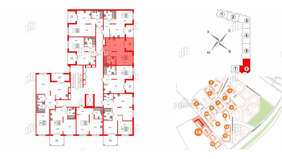 Квартира в ЖК Образцовый квартал, 1 комнатная, 34.3 м², 3 этаж